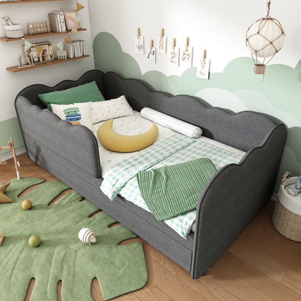 image 1 of 3ft Single Daybed Frame with Slatted Base, Multi-Functional Bed for Adults & Children