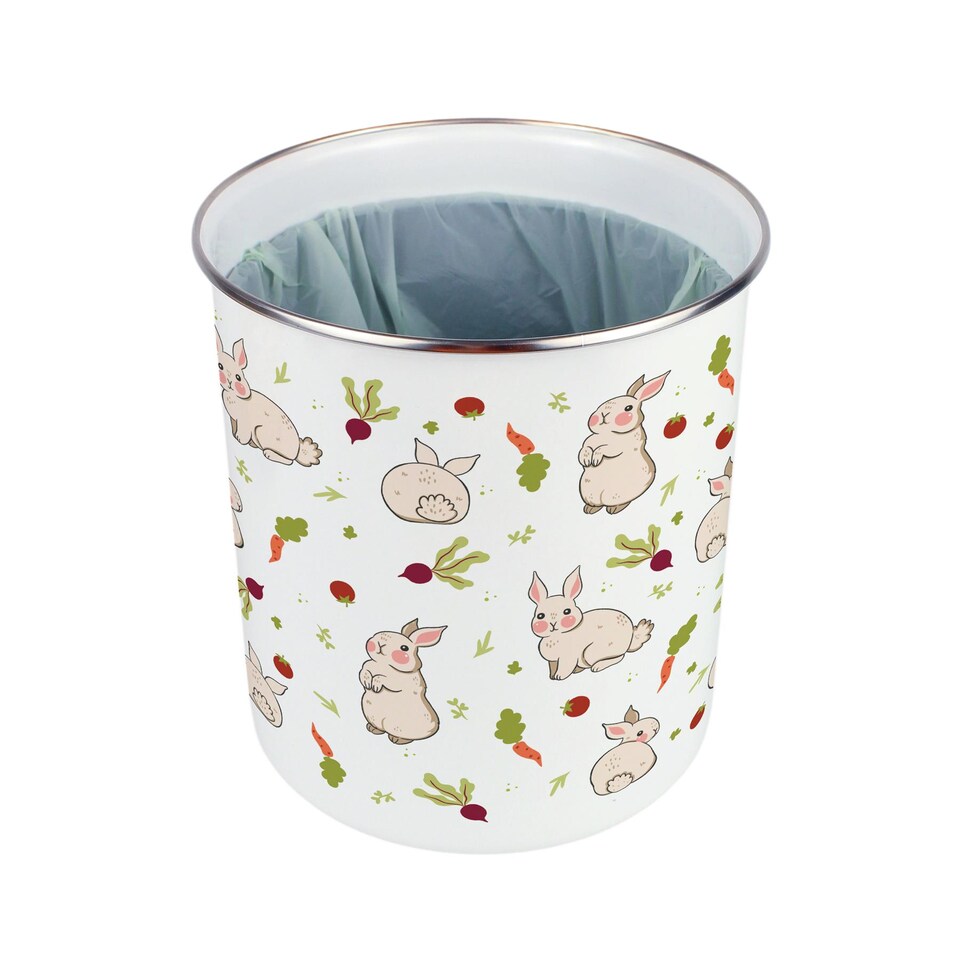 image 1 of Allotment Rabbits Food Waste Caddy - Metal 2L Decorative Kitchen Compost Bin