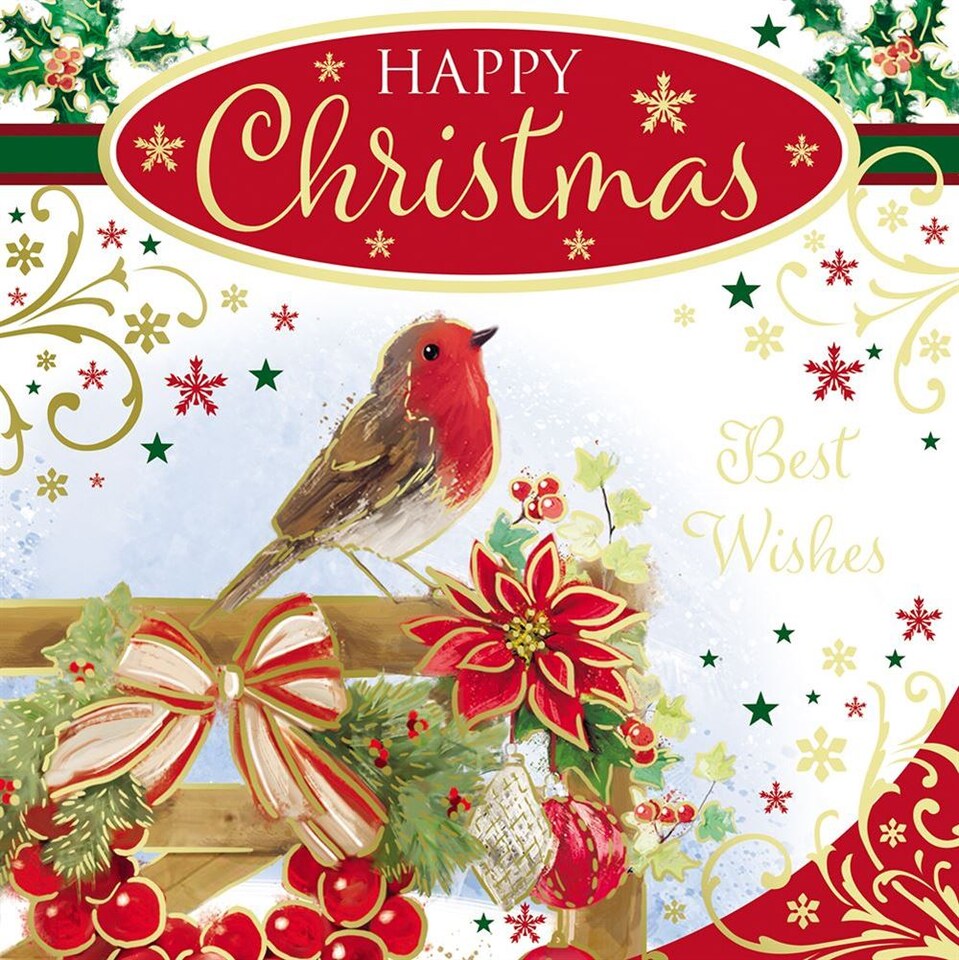 image 1 of Pack of 10 Festive Robin Christmas Boxed Cards