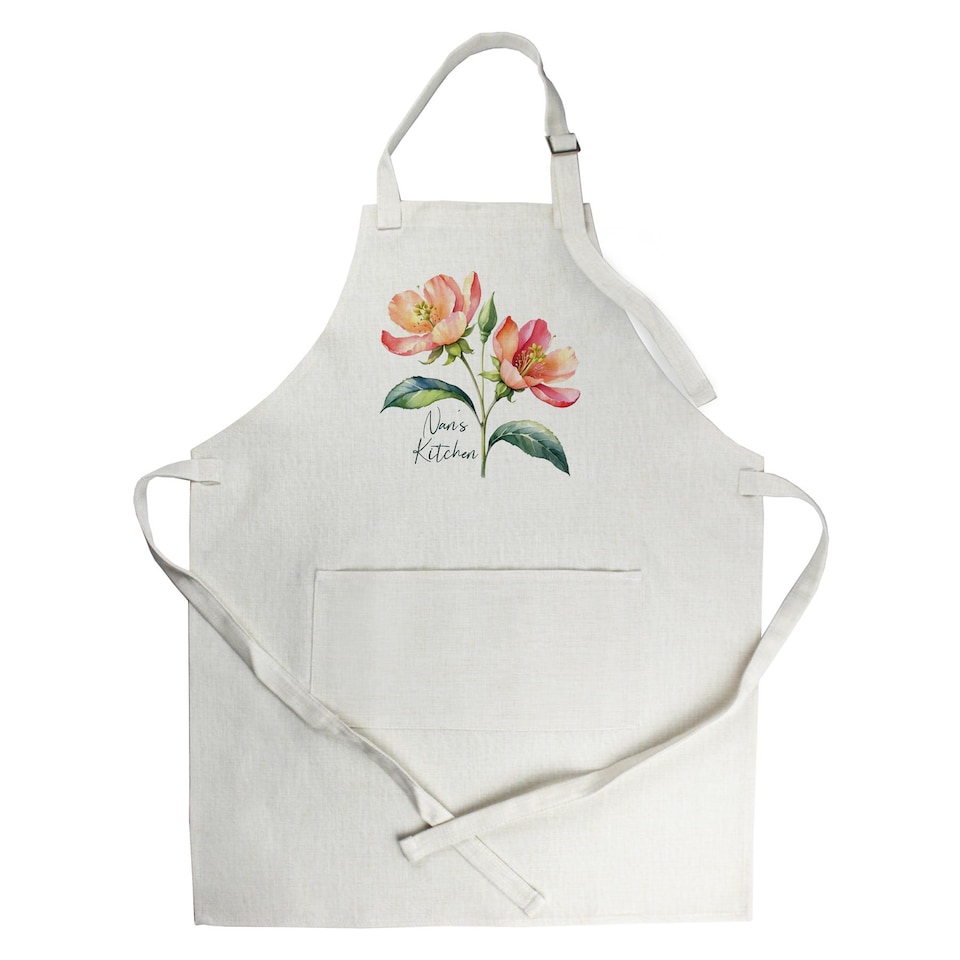 image 1 of Nans Floral Kitchen Apron With Adjustable Ties & Pocket