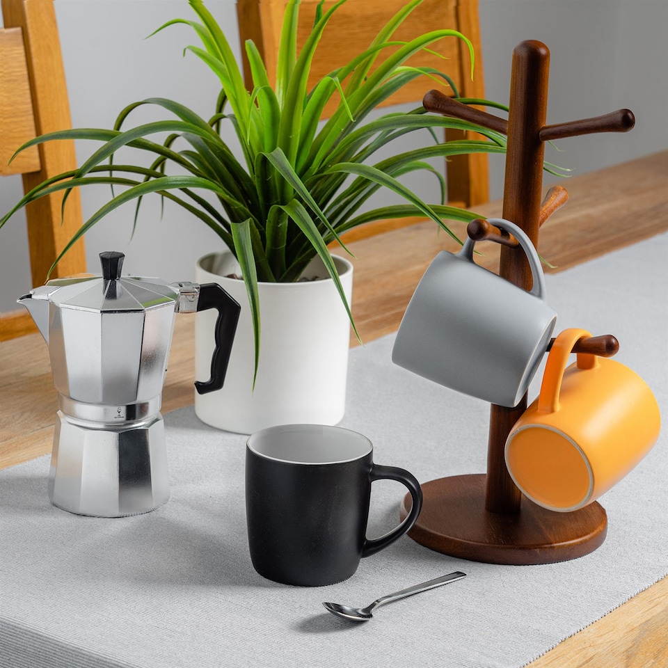 image 1 of Argon Tableware Matt Coloured Coffee Mugs - 350ml - Black - Pack of 6 | Black | Black | 6