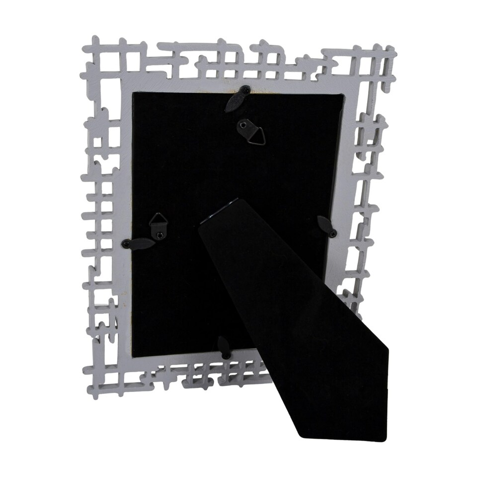image 1 of Traditional Designer Hand Painted Grey and Brushed Gold Resin 5x7 Picture Frame | Grey | 5" x 7"