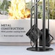 image 4 of Outsunny 5 PCS Fireplace Companion Set, Metal Fireside Companion Set, Silver