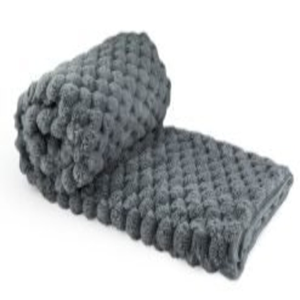 image 1 of Leah Collection Deluxe Throw in Charcoal (55" x 71") Grey | Grey