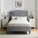image 2 of 4ft6 Double fabric upholstered,light grey,buttoned back,curved bed frame,bedstead