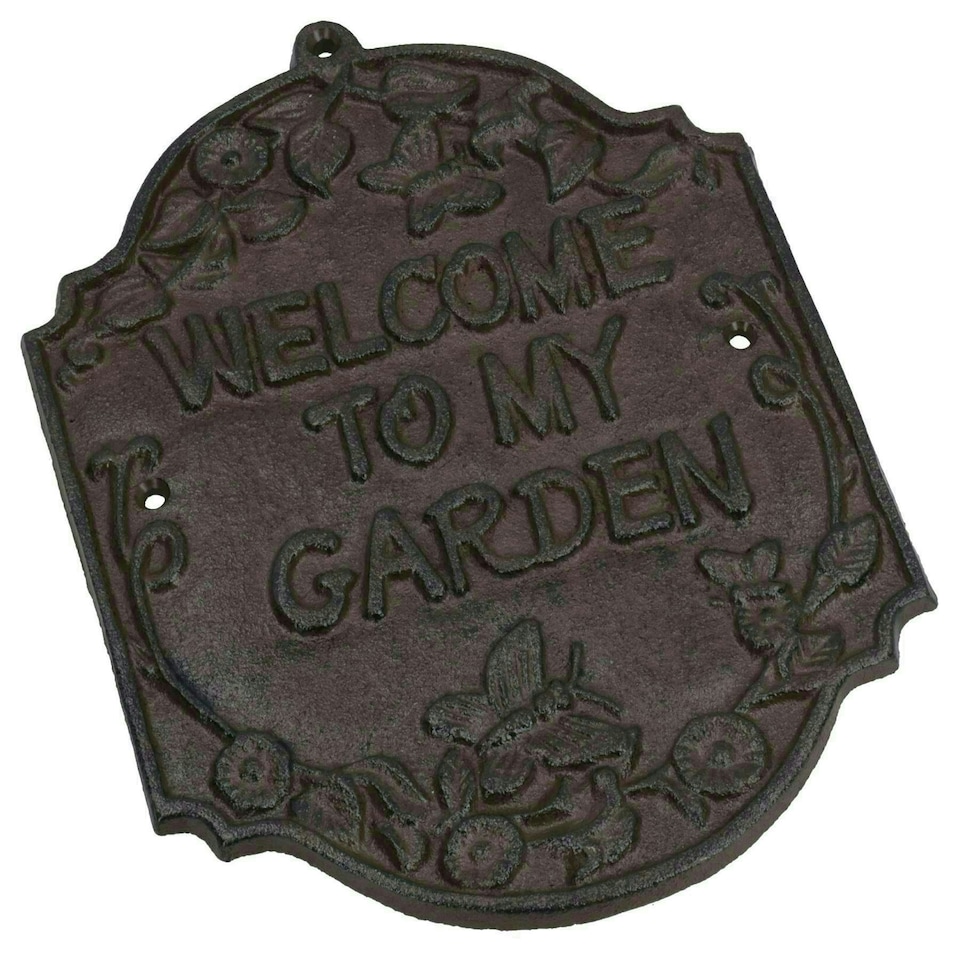 image 1 of Welcome To My Garden Cast Iron Sign Plaque Door Wall House Gate Fence