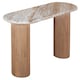 image 3 of Bundi Natural Marble & Wood Pedestal Console Table Brown