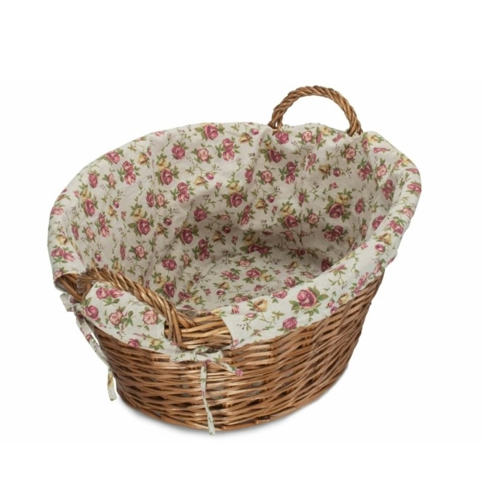 image 1 of Light Steamed Laundry Baskets with Garden Rose Lining Multi | Garden Rose