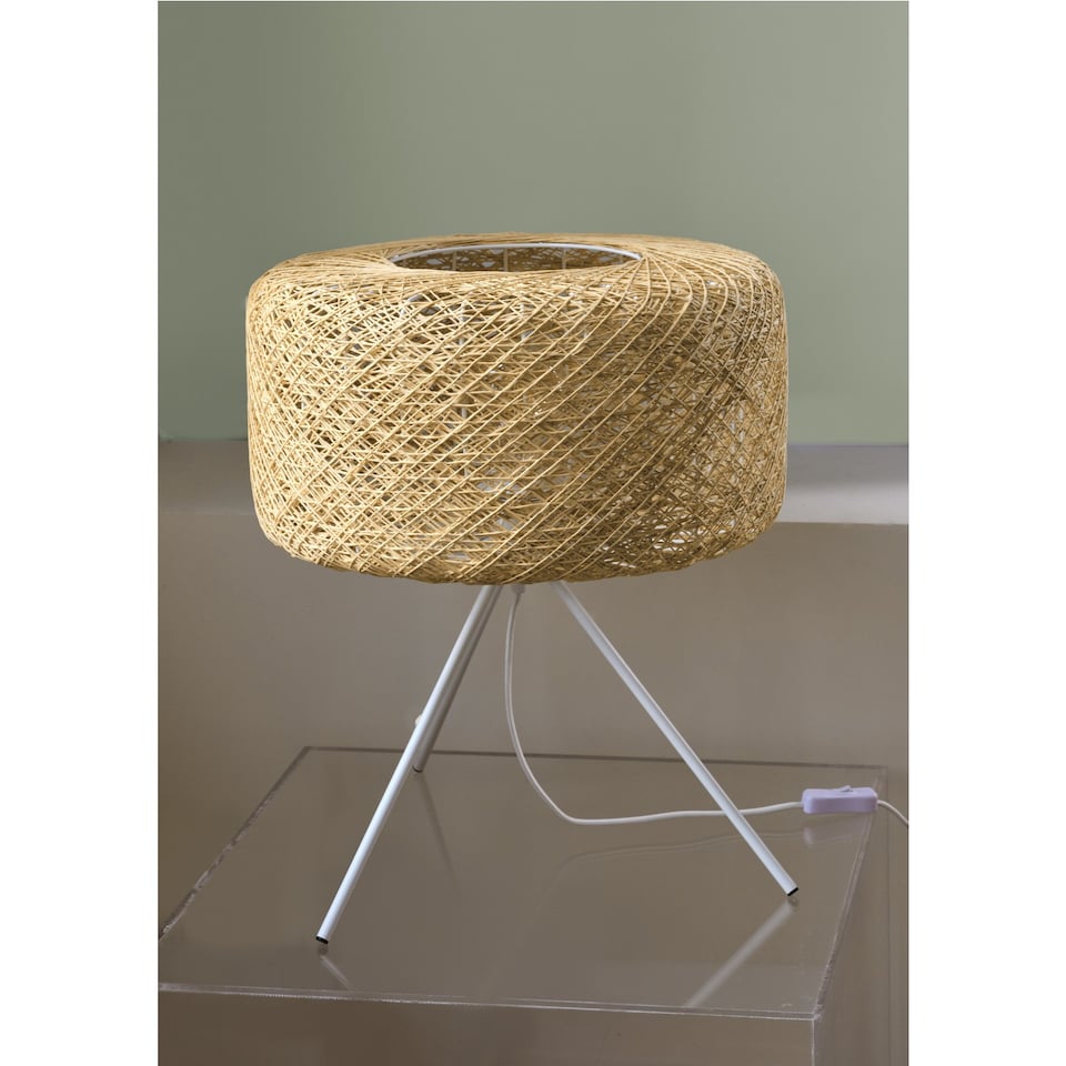 image 1 of Osram Decor Paper Bale Table Lamp E27 Beige Boho Style Bedside Desk Light