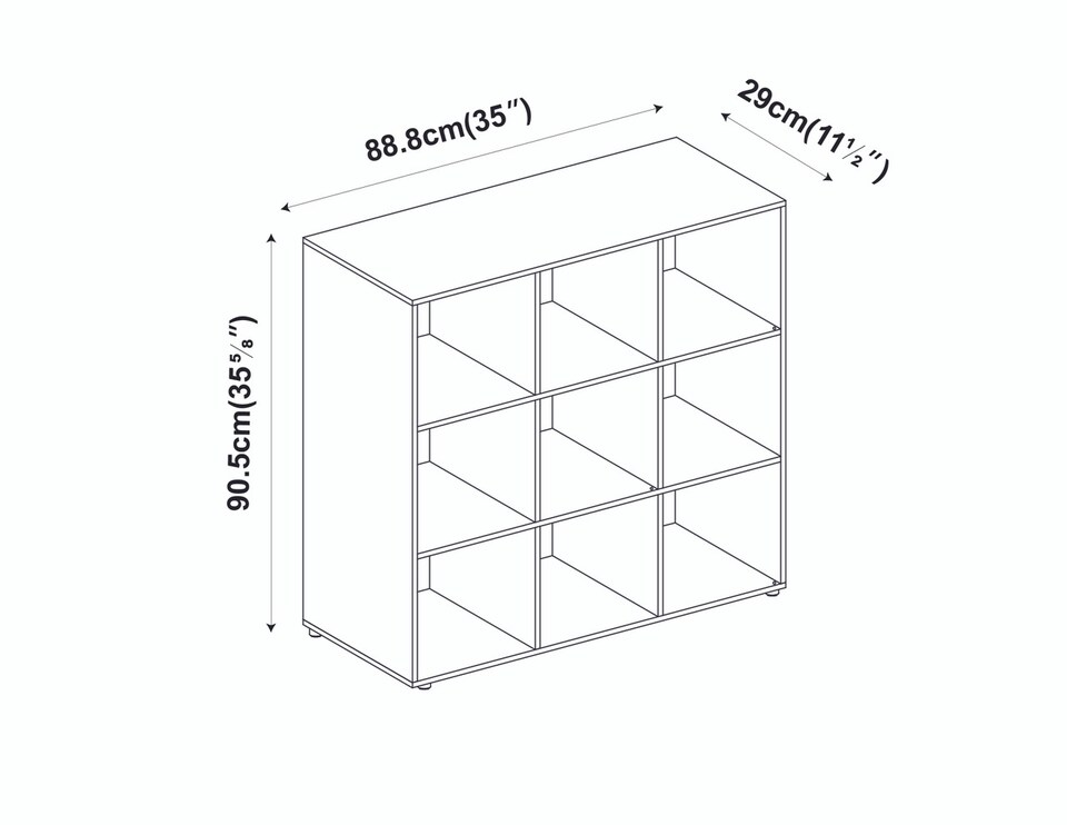 image 1 of 9-Cube Shelving Unit with Wooden Doors | Grey | Grey & Black | 1