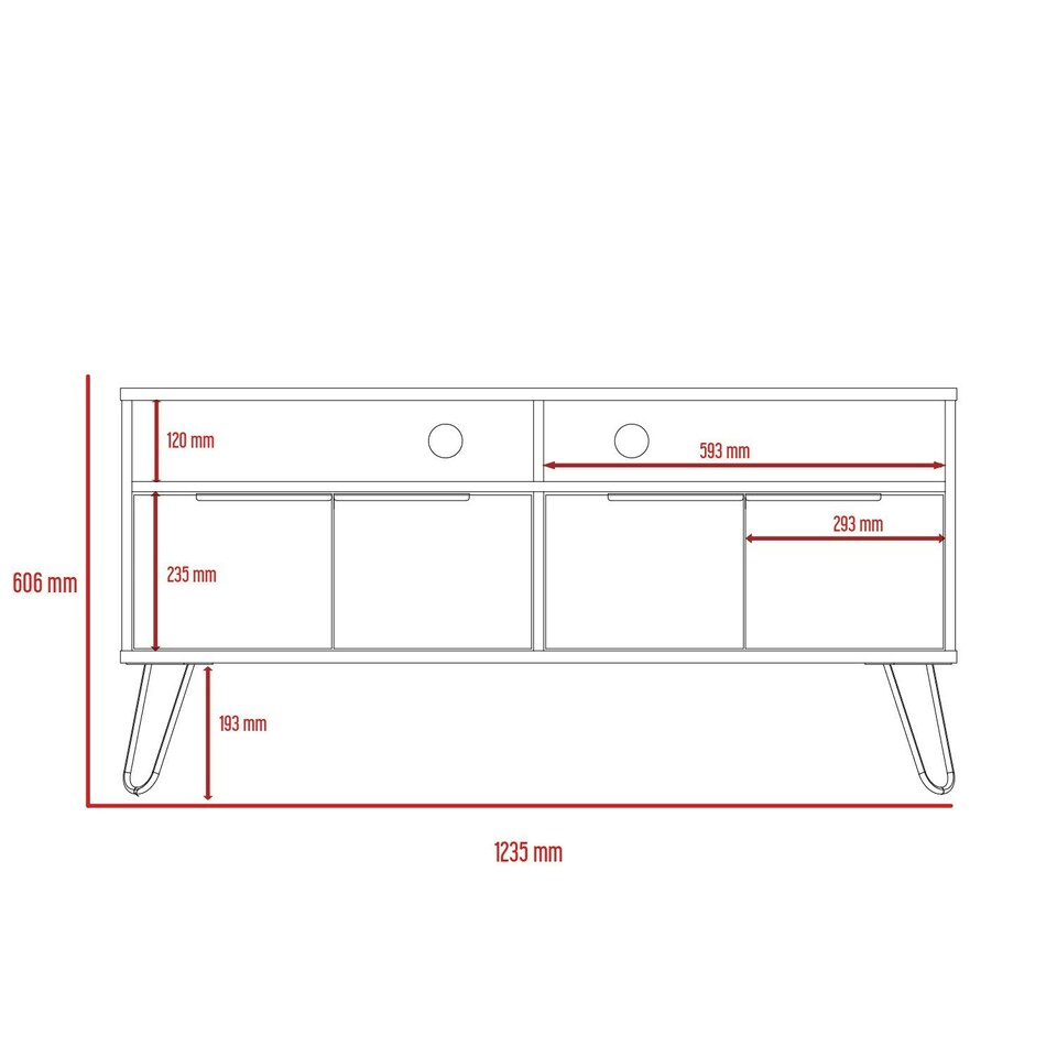 image 1 of Core Products Vegas, Wide Screen TV Rack With 4 Doors H60.6cm x W123.5cm x D38.6cm Brown