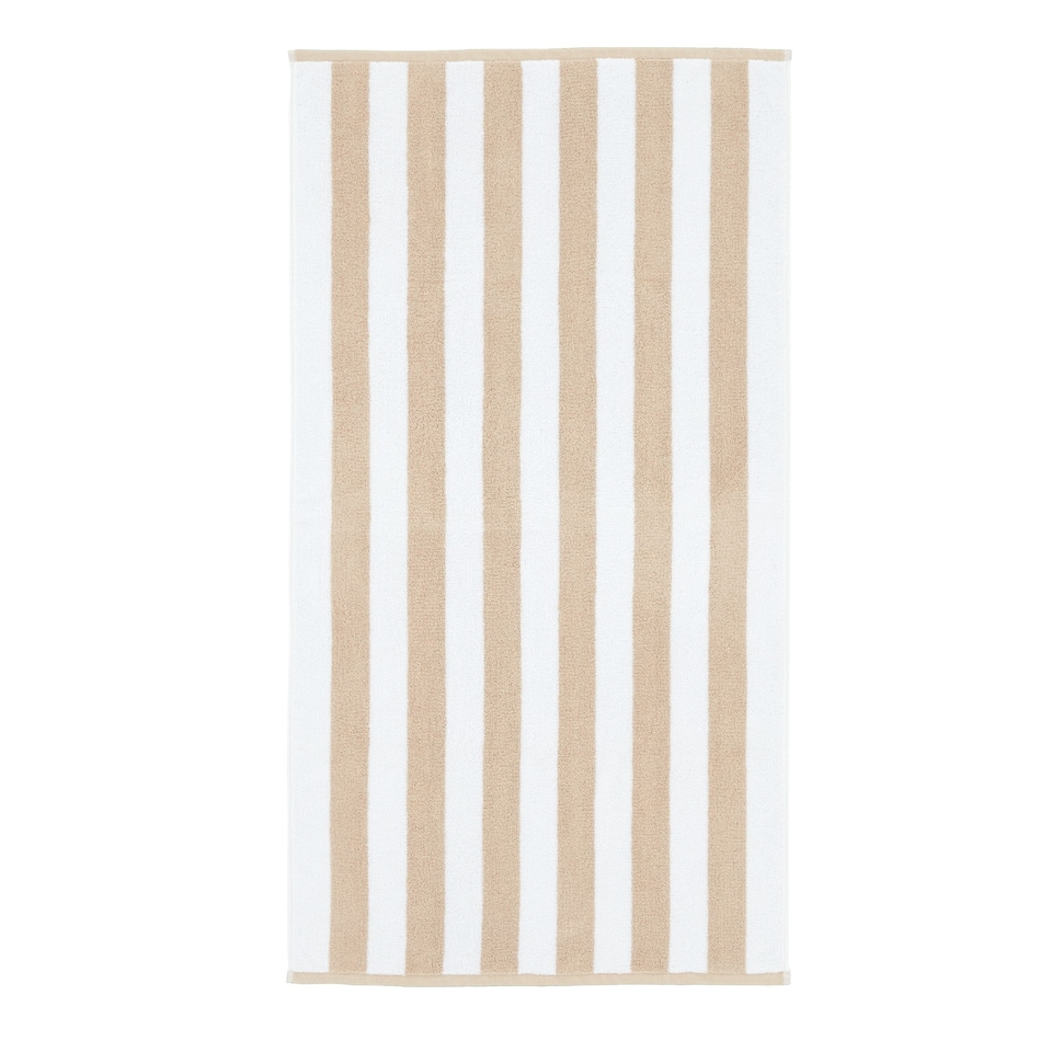 image 1 of Bianca Reversible Stripe Cotton Jacquard Bath Sheet | Cream | Natural | Bath sheet