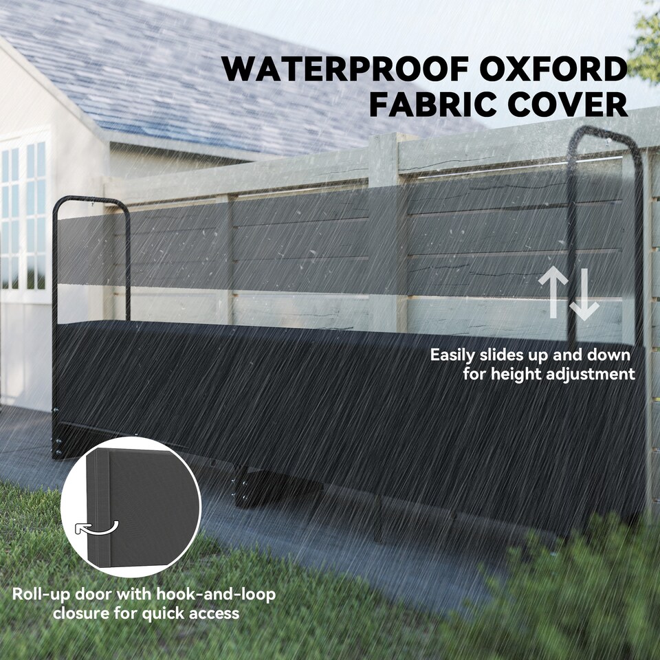 image 1 of Outsunny 8.5ft Firewood Rack, Heavy Duty Log Storage Holder with Waterproof 600D Oxford Log Cover for Fireplace Fire Pits Outdoor Patio Wood Storage, 300 kg Large Capacity, Black