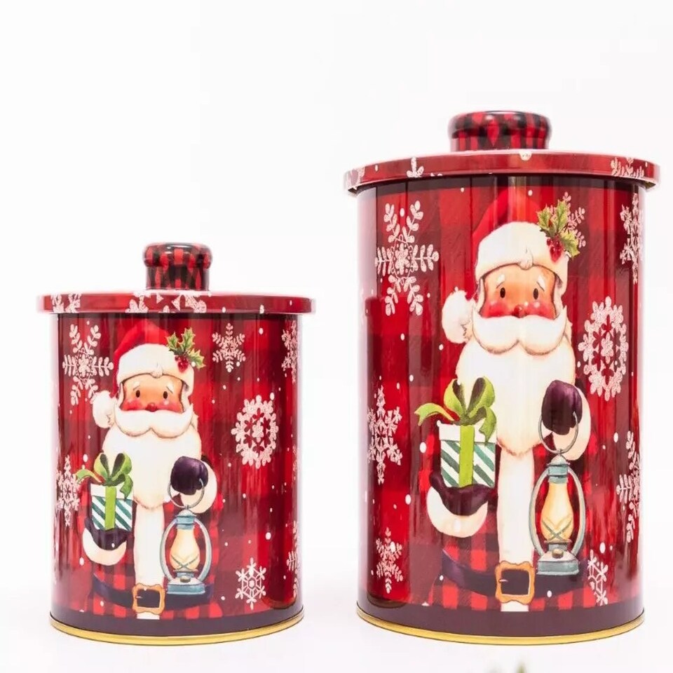 image 1 of 2 Set Red Santa Christmas Tins