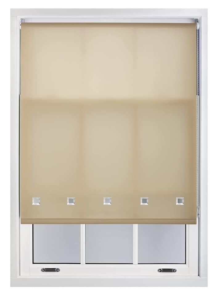 image 1 of FURNISHED Roller Blinds Daylight Square Eyelet Light Filtering Easy Fit Trimmable Window Shade | Brown | Cappuccino