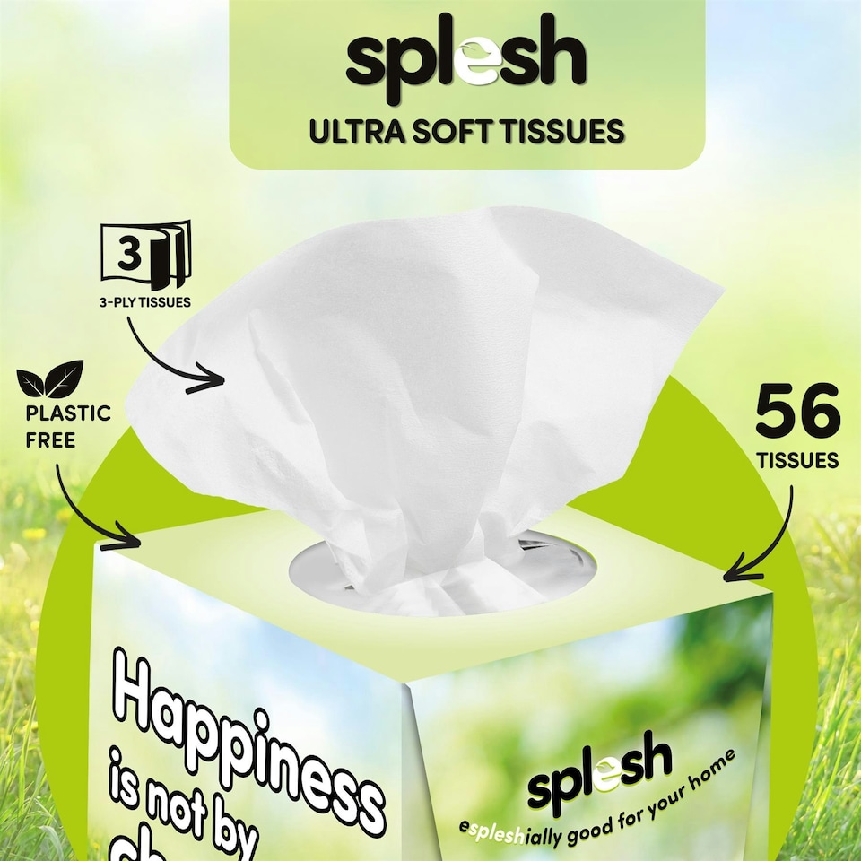 image 1 of Splesh 3-Ply Facial Tissues Ultra Soft 24 Cube Boxes (1344 Total) Bulk Pack