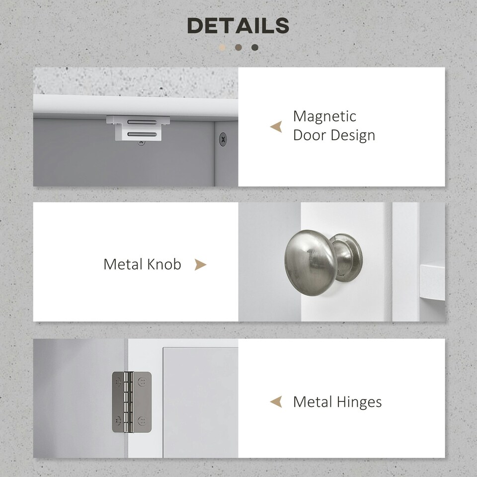 image 1 of kleankin Wall Mounted Bathroom Mirror Glass Storage Cabinet Cupboard with Shelf