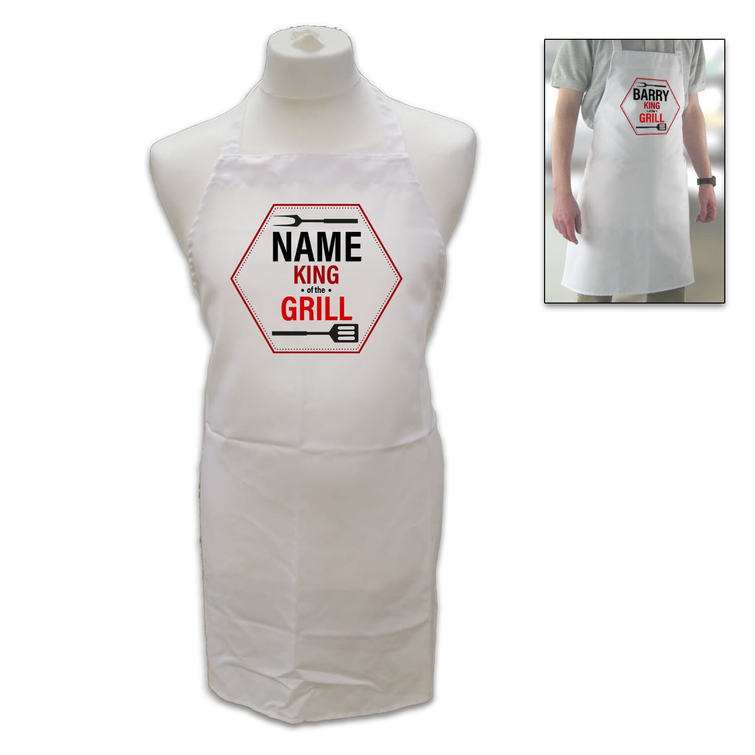 Personalised King of the Grill White Adult Apron for Dad