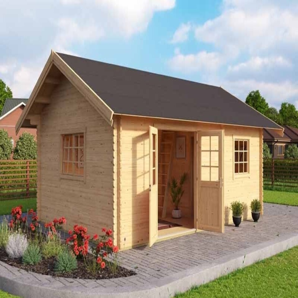 image 1 of Caroline w/o doors, windows + Caroline 40 SGC-Log Cabin, Garden Room, Timber Summerhouse, Home Office - L675 x W489.9 x H330.6 cm Brown