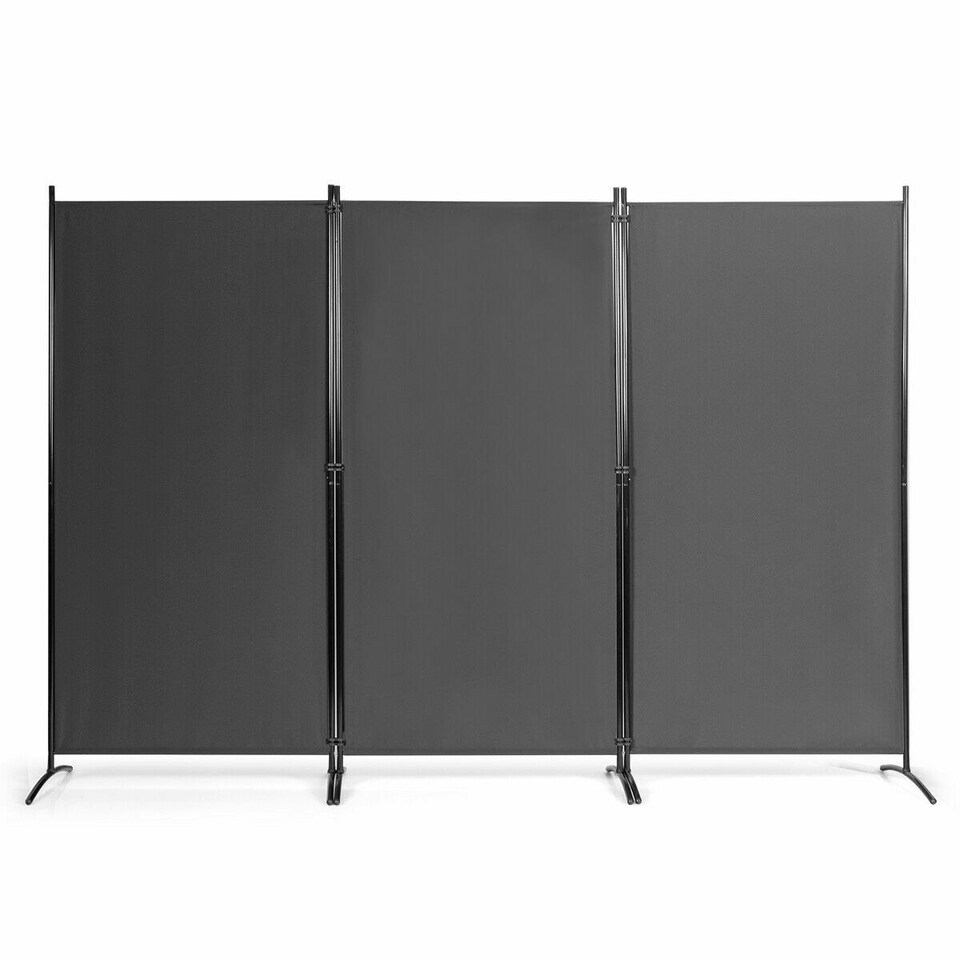 image 1 of COSTWAY 3 Panels Room Divider Folding Room Partition Grey Grey