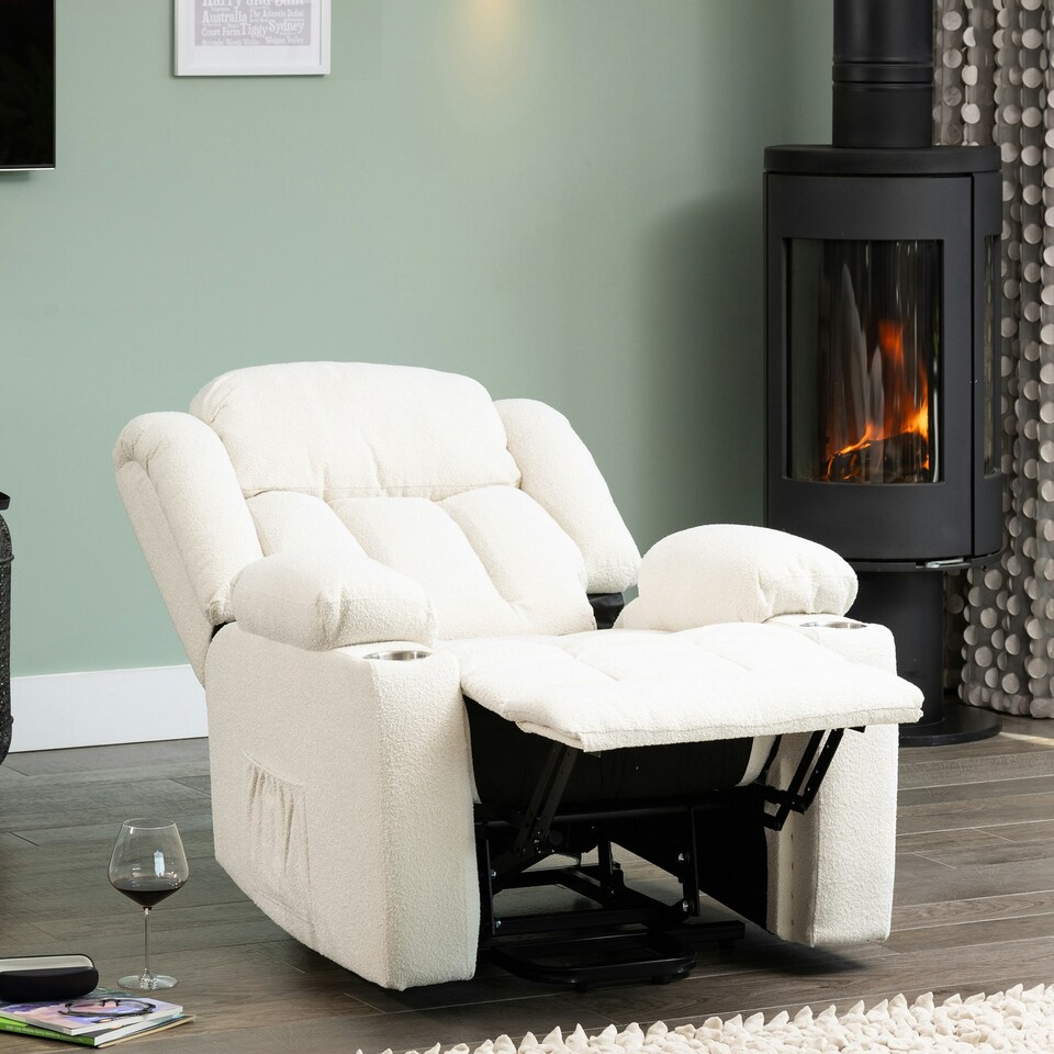 image 1 of Lovell Electric Lift Assist Riser Recliner with Massage and Heat - Cream