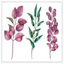 Purple & green leaves (Picutre Frame) White | S