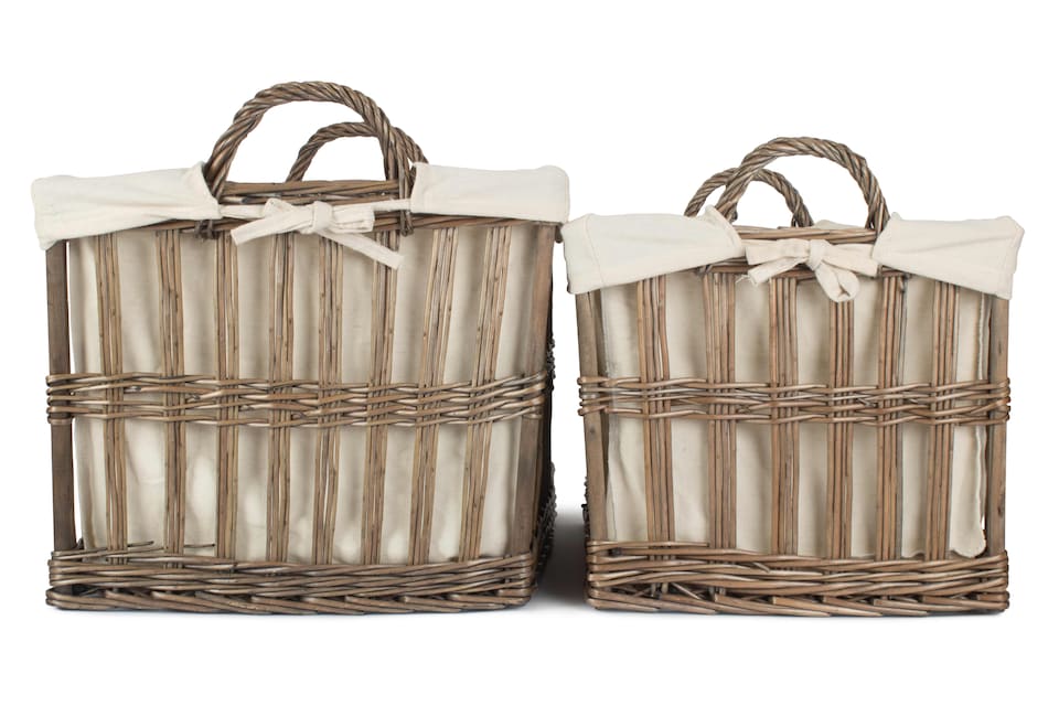 image 1 of Set of 2 Malmo Openwork Laundry Storage Basket | Brown | Brown