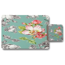 Bright Flower on Green (Placemat & Coaster Set)