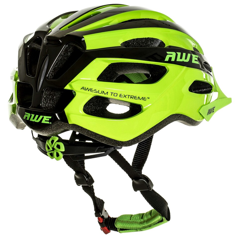 image 1 of AWE AweAir In Mould Adult Bike Helmet 55-58cm Black/Green Crash Guarantee* Green | M