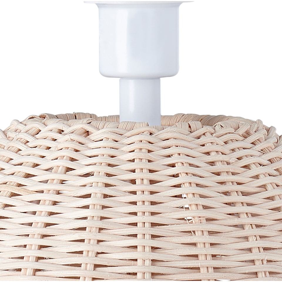 image 1 of Natural Light Brown Woven Rattan Table Lamp Base with White Cable and Switch | Brown