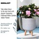 image 3 of Geometric Patterned White Cylinder Planter on Legs, Round Pot Plant Indoor D21 H34 cm, 9.1 ltrs Cap.