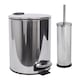 image 1 of Harbour Housewares 2pc Round Stainless Steel Pedal Bin & Toilet Brush Set - 5L - Chrome