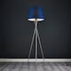 image 2 of ValueLights Camden Brushed Chrome Tripod Floor Lamp Navy Taper Shade & Bulb Blue