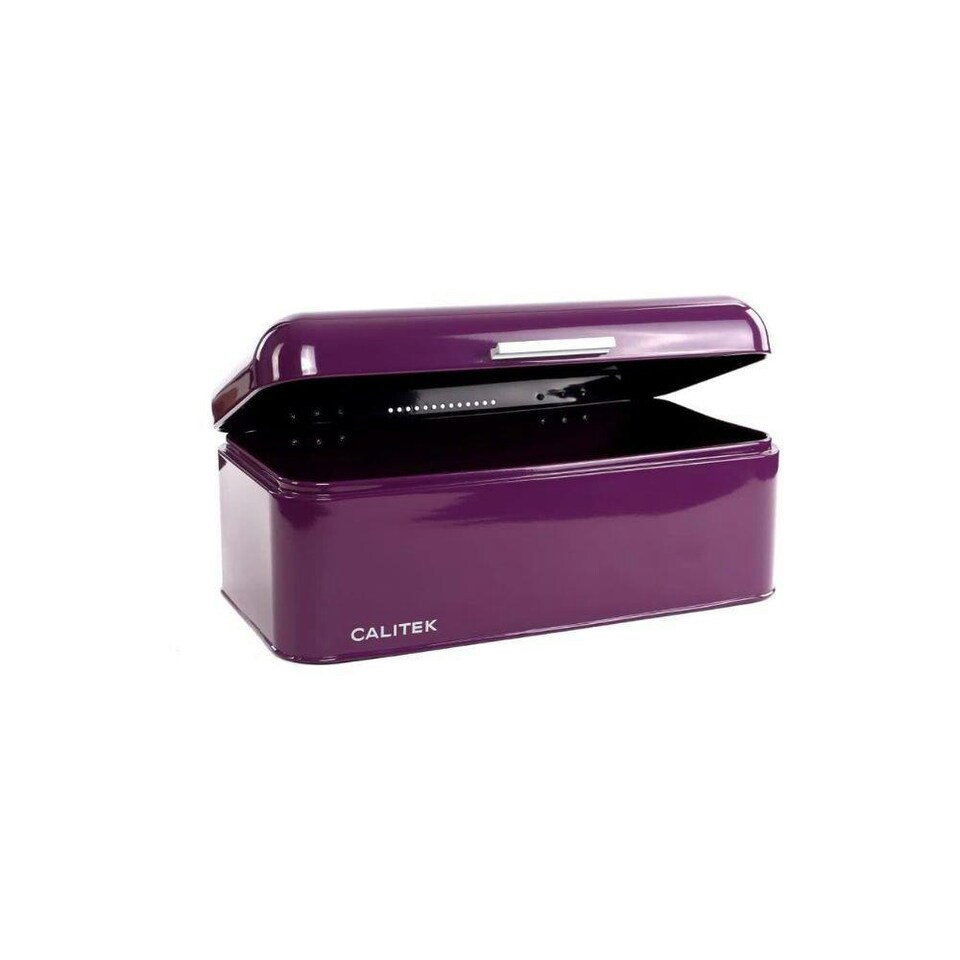 image 1 of CALITEK Bread Bin Kitchen Counter Vintage Style Coated Carbon Steel Purple Purple