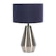 image 4 of ValueLights Jax Silver Metal Touch Dimmer Table Lamp with Navy Blue Drum Shade