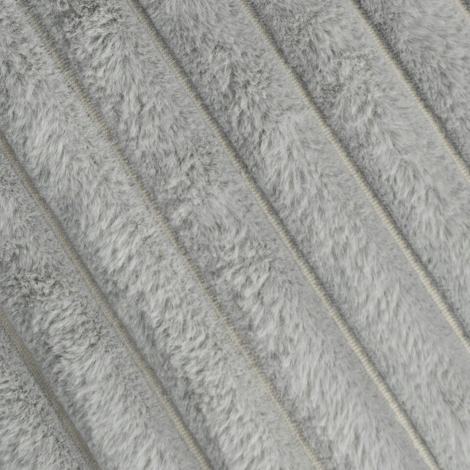 image 1 of OHS 2 x Faux Fur Matte Velvet Fleece Thick Ribbed Cushion Covers, 45x45cm - Grey