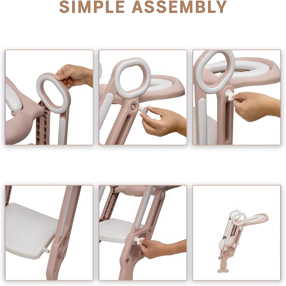 image 1 of Straame Toddler Toilet Ladder Seat - (White-Pink)