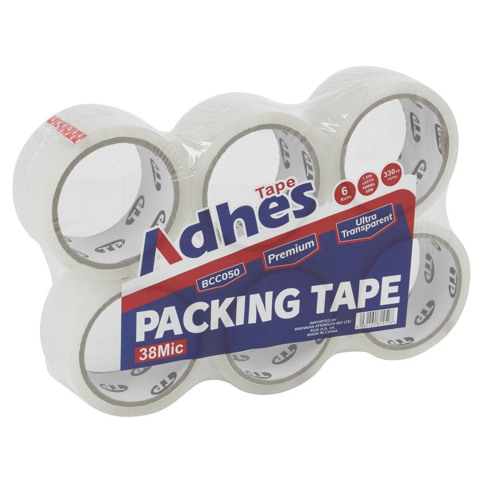 image 1 of Heavy Duty Clear Packaging Tape Rolls Strong Adhesive for Sealing Parcels Boxes | White | 24