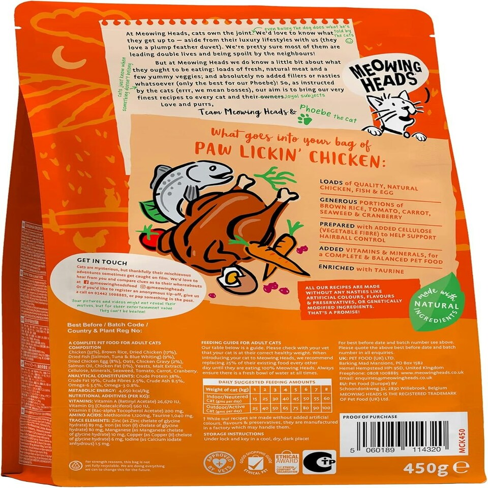 image 1 of Meowing Heads Paw Lickin’ Chicken 450g x 1