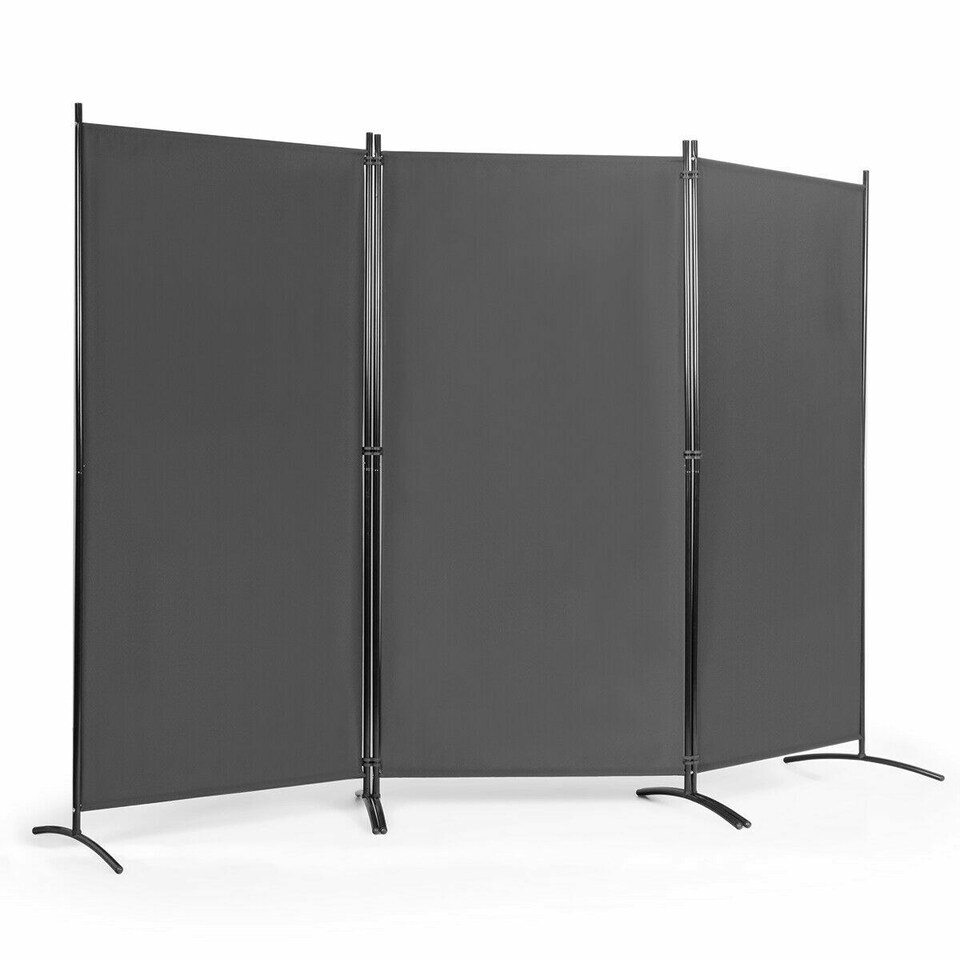 image 1 of COSTWAY 3 Panels Room Divider Folding Room Partition Grey Grey