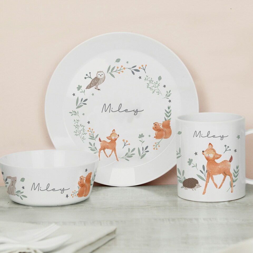 image 1 of Personalised Woodland Animals Mug White