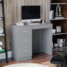 Vida Designs Riano 3 Drawer Dressing Table Vanity Makeup Desk, Grey