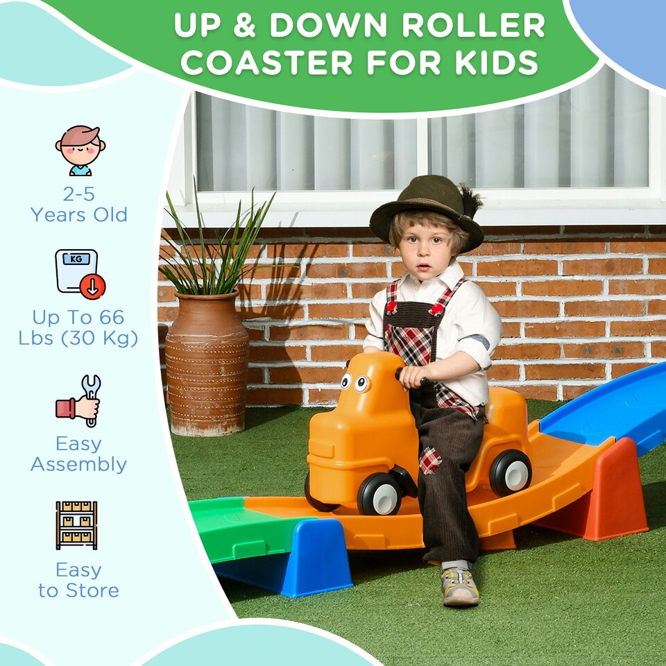 image 1 of AIYAPLAY 3(m) 4 Pieces Up and Down Kids Rollercoaster, for Ages 2-5 Years