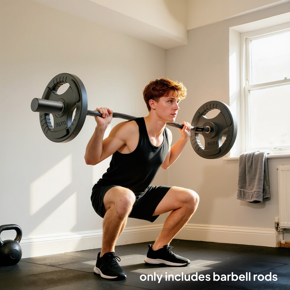 image 1 of SPORTNOW 4ft Olympic EZ Curl Bar, Barbell Bar for 2 Weight Plates with NonSlip Hand Grip, for Weight Lifting, Hip Thrusts, Squat, Biceps, Home Gym, Black