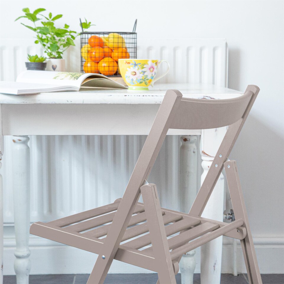 image 1 of Harbour Housewares Beech Wood Folding Chairs - Dove Grey - Pack of 2 | Grey | Dove Grey