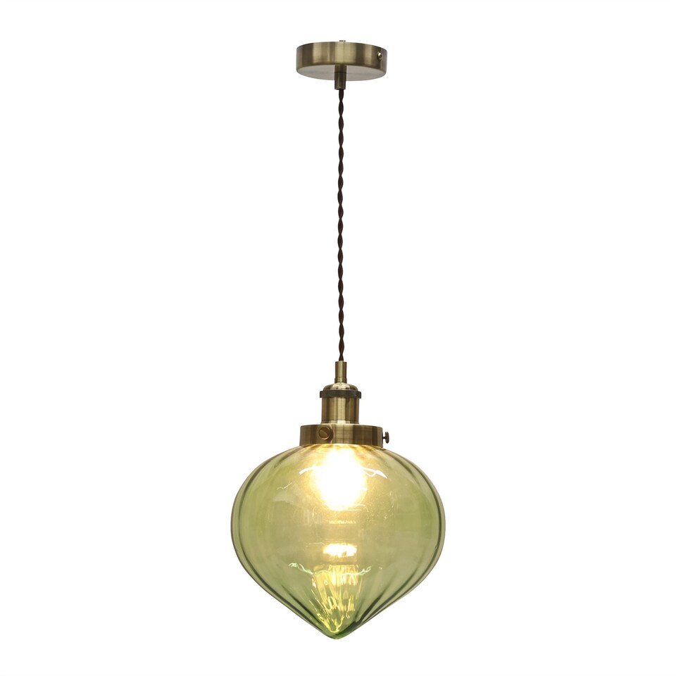 image 1 of Layla - Green Vintage Design Pendant Light with Antique Brass Flex Set