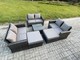 image 2 of Fimous 8 Seater Outdoor Rattan Garden Furniture Set Conservatory Patio Sofa Coffee Table Set with 2 Big Footstool Dark Grey Mixed