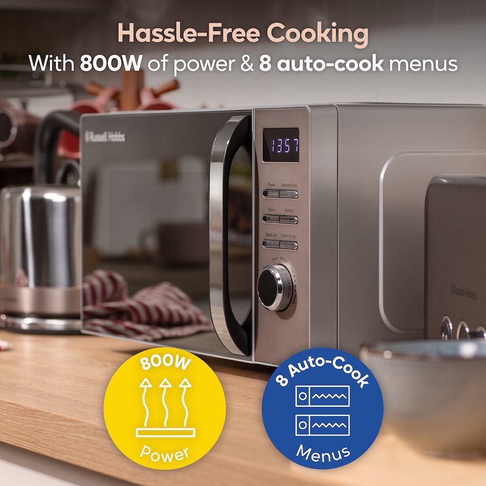 image 1 of Russell Hobbs RHMD832T Titanium Digital Microwave 20L 800W with Defrost Setting