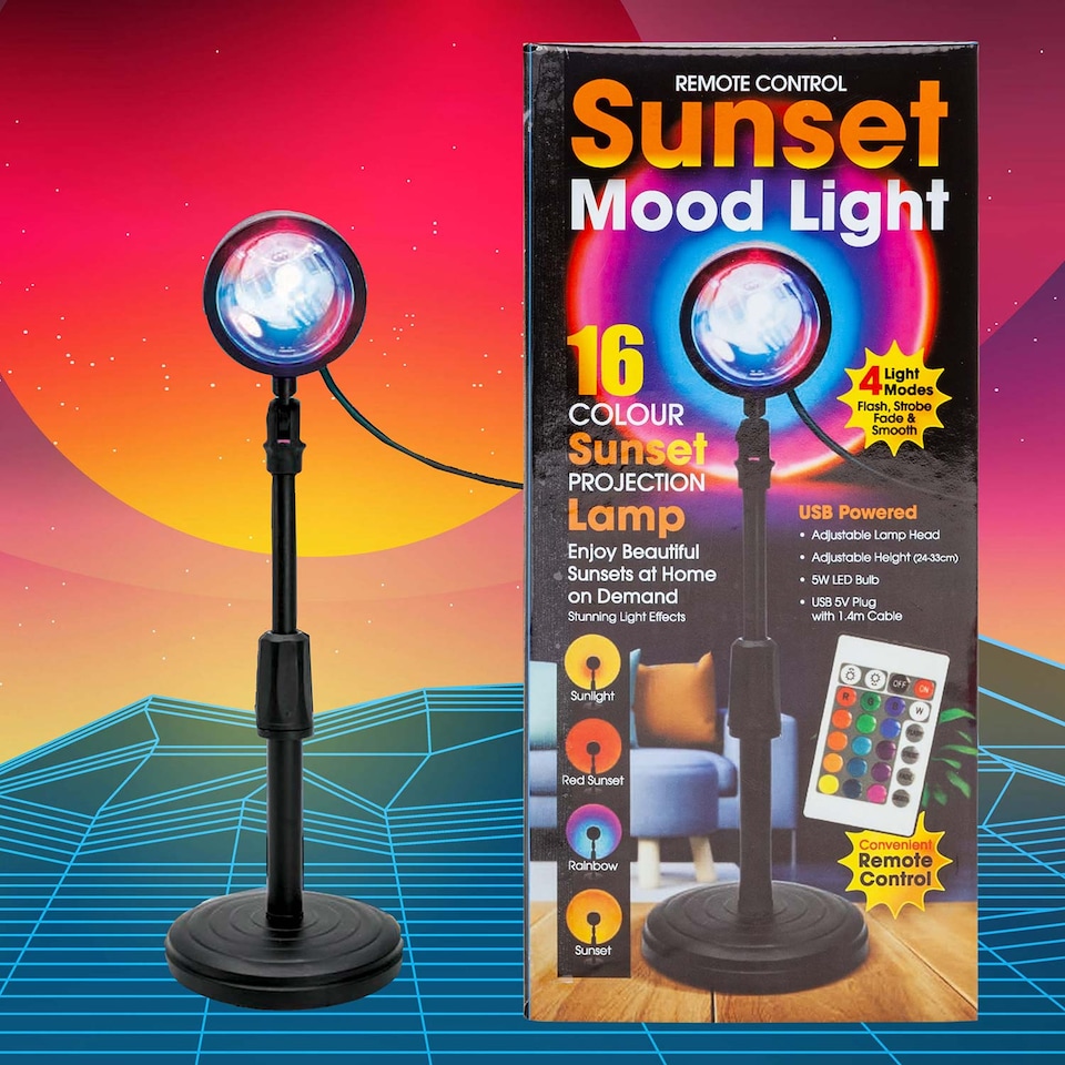 image 1 of PMS Sunset Mood Light with Remote, 4 Effects and 16 Colours