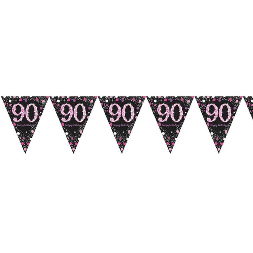 Amscan Sparkling Pink Celebration 90th Birthday Bunting - Black/Pink - One Size